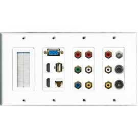 RiteAV (4 Gang Brush Svga 2 HDMI Coax Cat6 2 Composite RGB 3.5M Toslink USB Wall Plate