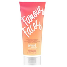 Devoted Creations Loción bronceadora facial hipoalergénica para perfeccionar la piel Famous Faces, 3.4 onzas líquidas
