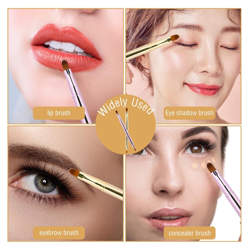 2 Pack Retractable Lip Brush for Lipstick Lip Gloss Double-Ended