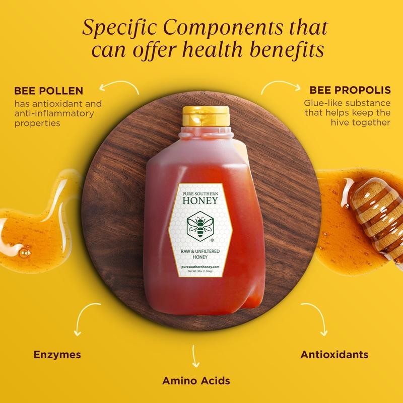 Pure Southern Honey- Raw & Unfiltered Honey - 3lbs Flavor