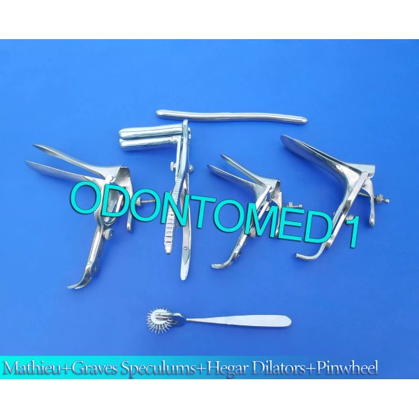 ODM Mathieu Speculum+ Hegar Dilator +3 Prong Pinwheel & 3