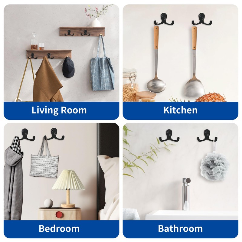 Aynoo 10 Pack Coat Hooks, Metal Wall Hooks Hardware, Heavy