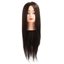 Hairdressing Mannequin Head 63cm Synthetic Fiber Head Styling Middle Part Cosmetology Mannequin Black