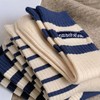 CHUNFO Womens Striped Ankle Socks Cute Letter Embroidered Athlete Navy