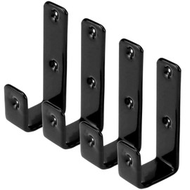 Coshar Heavy Duty Hook Bracket Coated Stainless Steel J Hooks 1-Inch Inner Bunk Bed Ladder Hook Hardware for Bed Decor, Garage Storage, Cable Tool Organization - 4Pcs Black