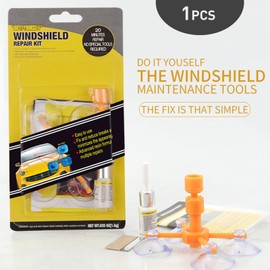 Windscreen Repair Kit, Windshield Repair Kit With Curing Lamp, Suitable For Bull'S Eye, Half-Moon, Cobweb, Star And Long Line Cracks