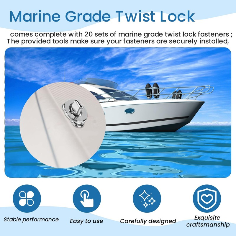 FutureHight 20 Sets Marine Grade Twist Lock Fasteners Rotary Knob