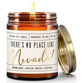 Nevada Gifts, Nevada Decor for Home - 'There's No Place Like Nevada Candle, w/Crisp Lake Tahoe Air, Driftwood & Apple I Nevada Souvenirs I Nevada State Gifts I 9oz Jar, 50Hr Burn, USA Made