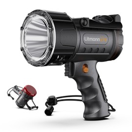 Litmann Pro Portable Spotlight up to 2000 Lumen Handheld Spotlights Marine Wterproof Flashlight Boat LED Spot Light Camping Rechargeable Red Spotlight for Hunting Search Lights Handheld Floodlight