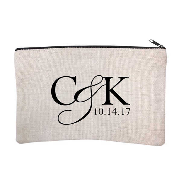Pattern Pop Personalized Couples Initials and Wedding Date Cosmetic and