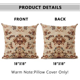 eshabear 18x18 Inches 2PCS Throw Waist Pillow Case Motif of Antique Pattern Cushion Cover Pillowcase (18x18, Traditional Ornamental Textile)