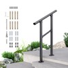 DIYHD 2 Step Handrail for Outdoor,Powder Coated Iron Stair Railing,Black