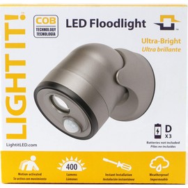LIGHT IT! by Fulcrum 33001-101 COB LED Wireless Motion Sensor Security Floodlight, Silver