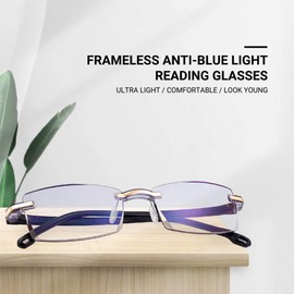 TERAISE Rimless Reading Glasses Fashion Diamond Cutting Design Anti-Fatigue Clear Lens Spectacle Readers for Men…
