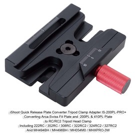 iShoot Quick Release Plate Converter, Black, for Manfrotto 200PL and 410PL Tripod Heads