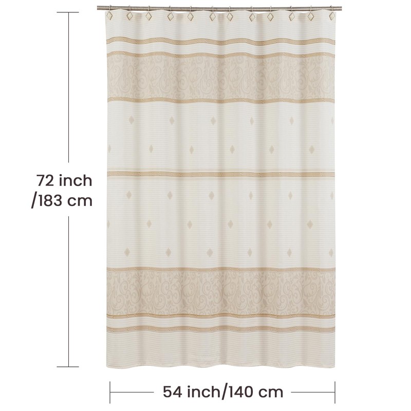 BESTRIPES Stall Fabric Shower Curtain, Beige Tan Stripe Narrow Cloth