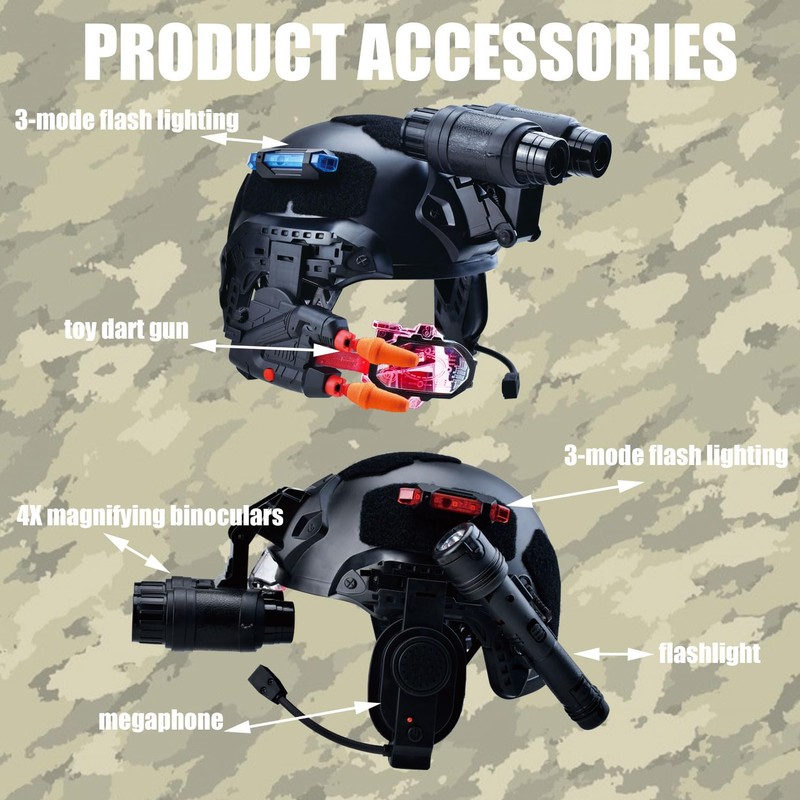 Kids Tactical Multifunctional Helmet Set for Battle Game, Police Cosplay