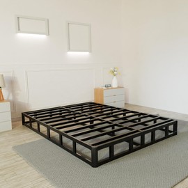 Vehowy 6 Inch Bed Frame Full Size with Round Corner Edges, Low Profile Floor Bed Frame Metal Platform, No Box Spring Needed, Easy Assembly, Silent Anti Slip