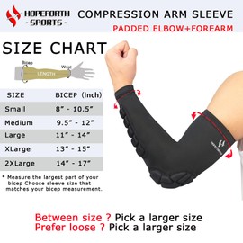 HOPEFORTH 2PCS Padded Elbow Forearm Sleeves Compression Arm Protective Support