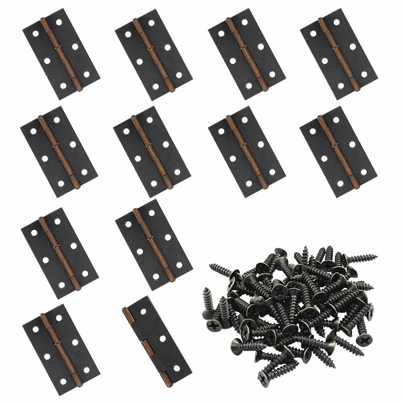 Kemcatui 12Pcs Red Bronze Classic Cabinet Hinges, 2.5 Inch, Nickel-Plated