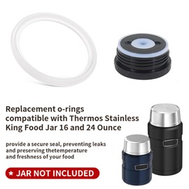 Replacement Gaskets Compatible with Thermos Stainless King Food Jar 16 and 24 Ounce, Silicone Seals Ring Ensures Containers a Leak-Proof Seal, O-Rings with No Phthalate/Latex/BPA - 6 Pack