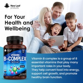 Vitamin B Complex - 365 Small Tablets (1 Year Supply) High Strength All 8 B Vitamins B1-B2-B3-B5-B6-B12, Biotin, Folic Acid and Vitamin C - Reduction of Tiredness, Energy & Immune Support - UK Made