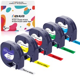 5 x hehua LetraTag 12 mm x 4 m Compatible with Dymo Label Tape 91221 91222 91223 91224 91225, for Letratag xr Label Tape LT110T LT100H QX50 LT100T XR XM 2000 Plus