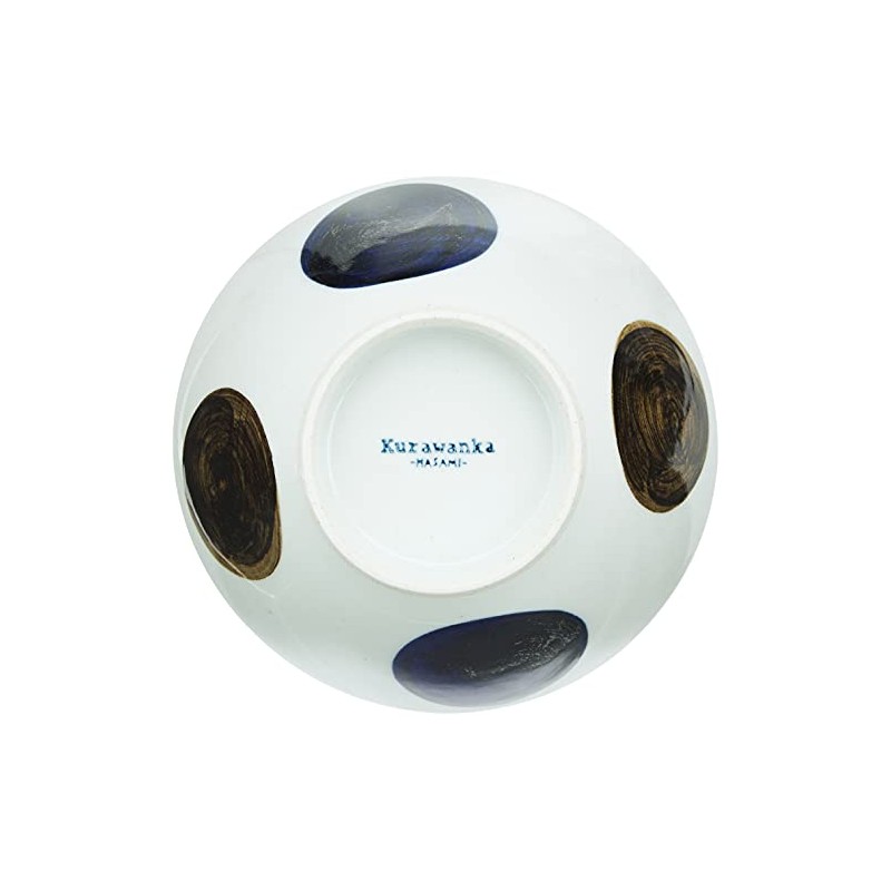 Hasamiyaki Wayama Kiln Kurawanka Rice Bowl, Blue Round Crest