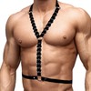 Men's Leather Body Chain - Sexy Neck Band with Waist