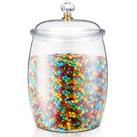 Nuogo 2 Gallon/256 oz Large Candy & Cookie Jar with Lid Plastic Apothecary Jars Large Food Storage Container Unbreakable Kitchen Storage Jar for Cookie, Candy, Snack and Dried Foods DIY Gift