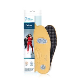 Foot Morning Gel-Deluxe - Orthopaedic Leather Shoe Insoles - Vegetable Tanned Sheep Leather - Foot Bed with Gel Inserts and Metatarsal Support - Ideal for Comfort in Boots (46 EUR Men)