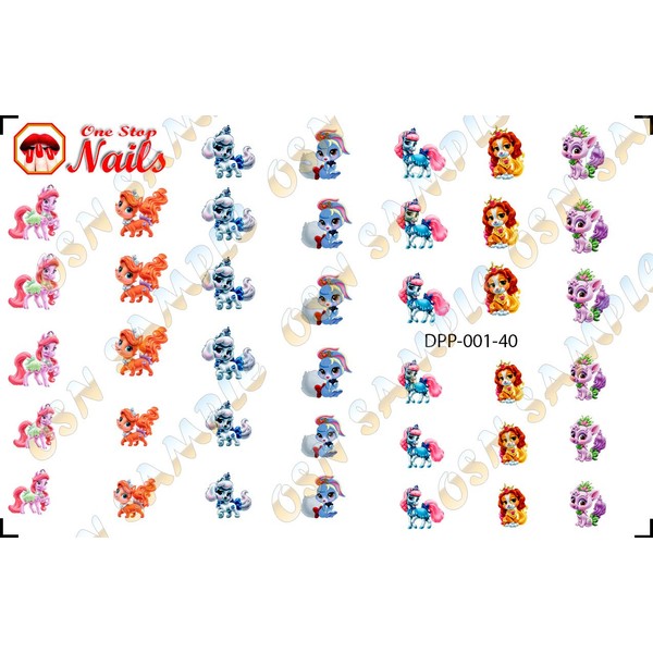 Palace Pets V1 clear waterslide nail art decals (tattoos). Set