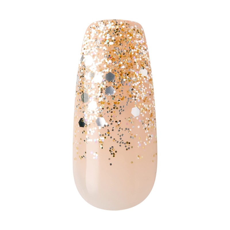 KISS Gel Fantasy Glue-On Nails Pink & Gold Long Length