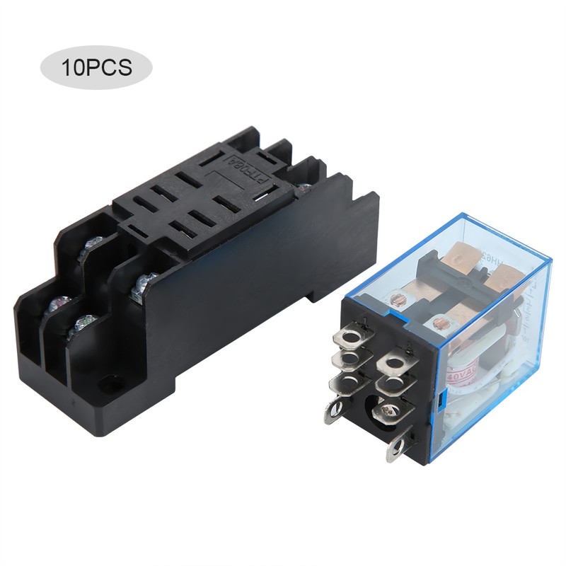 10 Sets 8 Pin Power Relay with Base AC220V Coil