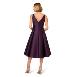 Adrianna Papell Women's Sleeveless Tea Length Dress, Luxe Plum
