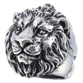 Lion Ring for Men Stainless Steel Jewelry Punk Biker Ring Gothic Animal Rings (10)