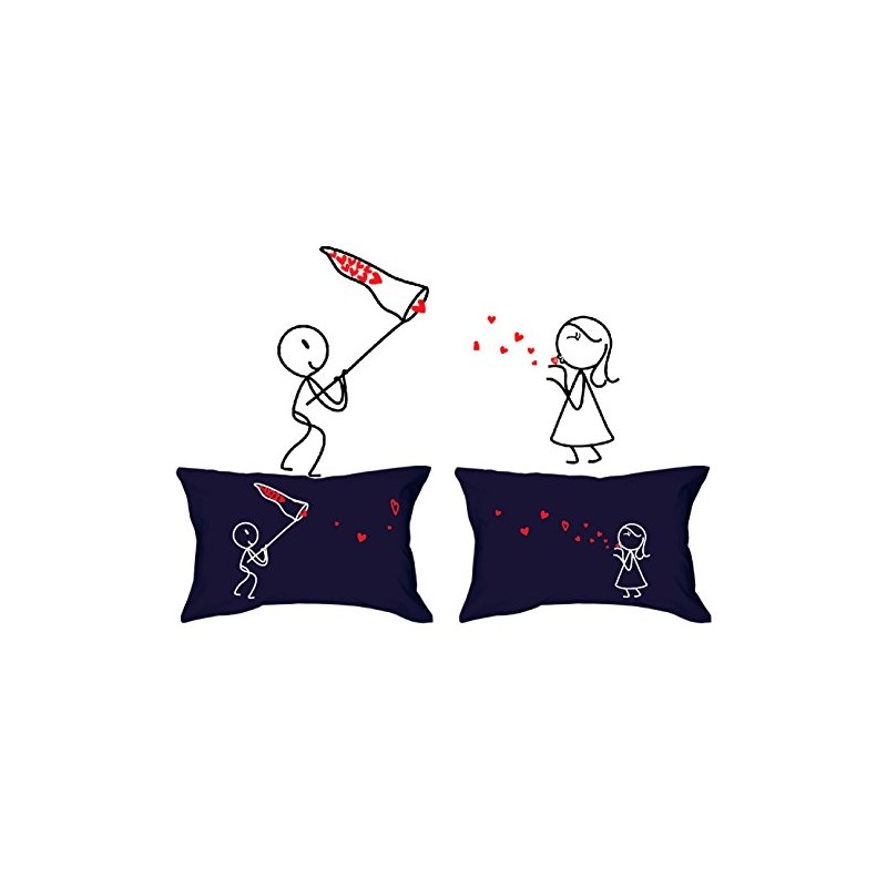 Human Touch, Kiss Catcher Romantic His & Hers Pillow Cases