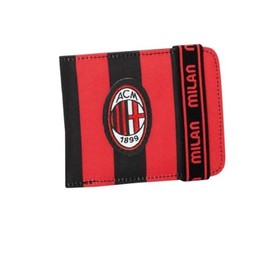 Men's Wallet - A.C. Milan Football Black and Red - Elastic Opening - Magnetic Closure Wallet - Multiple Inner Compartments - Kids Wallet - Football Teams Series A - Milan Fan, multicoloured, Standard