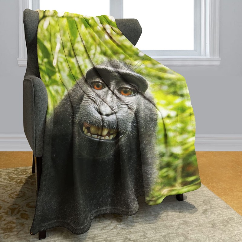 HommomH 50"x60" Monkey Blanket Funny Animal Selfie Blankets Soft Warm