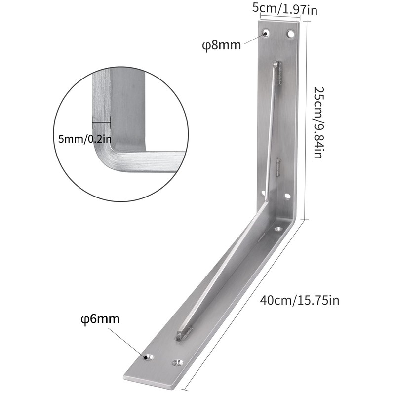 YUMORE Shelf Bracket Heavy Duty 16x10x2 in, 1/5IN Extra Thick
