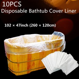 10 Pack Disposable Bathtub Cover Liner Film Large Size (102 × 47inch) Transparent Thickened Plastic Bathtub Bag for Salon, Household and Hotel Bath Tubs, Traveling Salon Household Holiday Inn