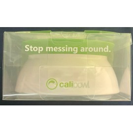 Calibowl Non-Spill Toddler Suction-Base Bowl with Lid, 12-Ounce White/Green