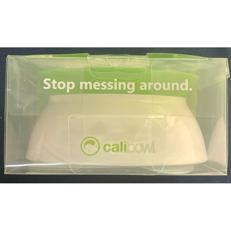 Calibowl Non-Spill Toddler Suction-Base Bowl with Lid, 12-Ounce White/Green