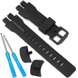 Feyert Resin Band For PROTREK PRG300 PRW3000 3100 PRW6000 PRW6100Y Men's Replacement Black Watch Strap With Connector (BlackBand Black buckle)