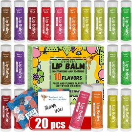Yopela- Paquete de 20 bálsamos labiales naturales a granel con vitamina E y aceite de coco. La mejor opción para el día de San Valentín: Moisturiz