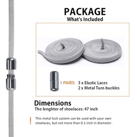 Alegrianan No Tie Shoelaces, Elastic Shoelaces for Adults/Kids，Elastic No Tie Shoe Laces, Grey, X-Large