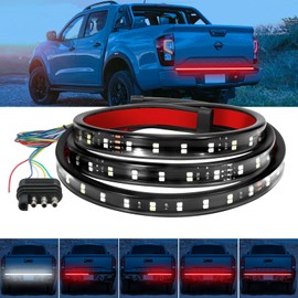 YUGUANG 60 Inch Truck Tailgate Light Bar, Double Row LED Tailgate Light Strip with Red Running Brake Lights Turn Signal White Reverse Light
