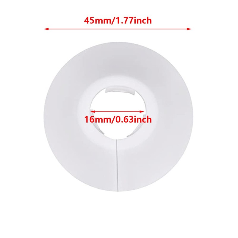 0.63" Outer Diameter Flange Water Pipe Cover Decoration White Pipe
