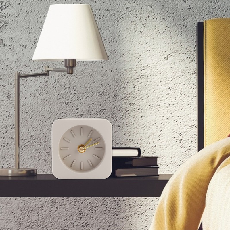 GEEKCOOK Simple Square Cement Desk Clock for Office Home Living