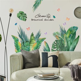 WOHAHA Wall Sticker, House Plants, Tropical Large, Green Life, Botanical Garten, Wall Sticker, Home Wall Sticker Decor, Art, Removable, Stylish, Scandinavian Style, Wall Decor, Entryway, Room, Wall